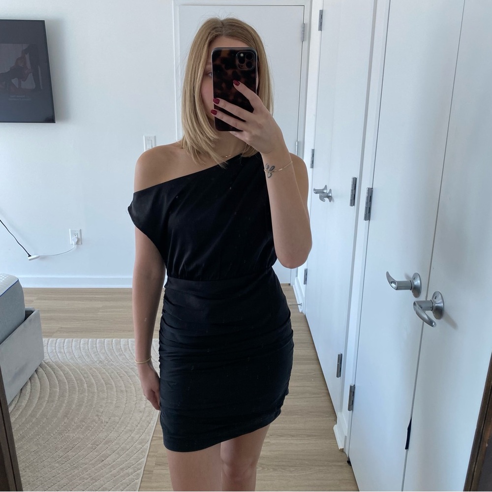 Greylin Off-Shoulder Satin Dress